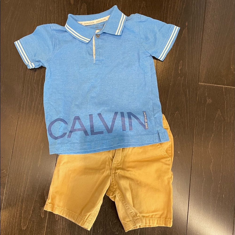🐻 CALVIN KLEIN 🐻 polo shirt and short. Kids. 24 months